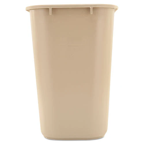 Deskside Plastic Wastebasket, 7 Gal, Plastic, Beige - Image 2