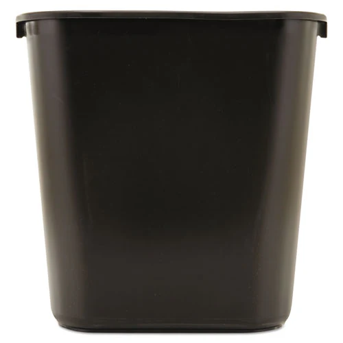 Deskside Plastic Wastebasket, 7 Gal, Plastic, Black - Image 1