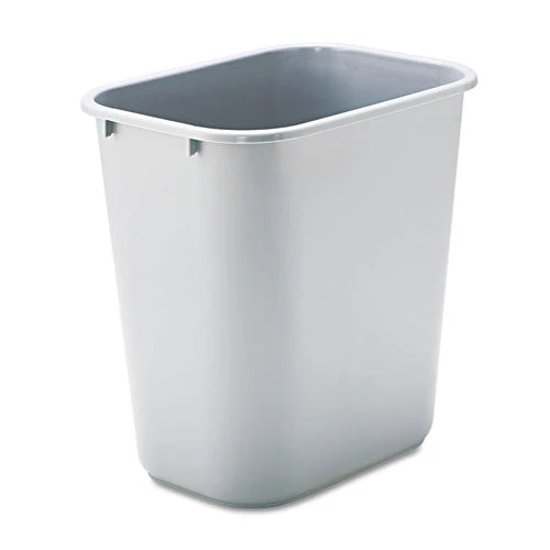 Deskside Plastic Wastebasket, 7 Gal, Plastic, Gray - Image 1
