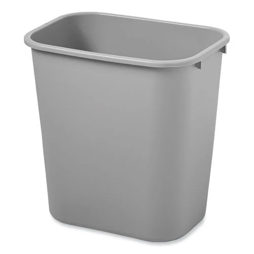 Deskside Plastic Wastebasket, 7 Gal, Plastic, Gray - Image 3