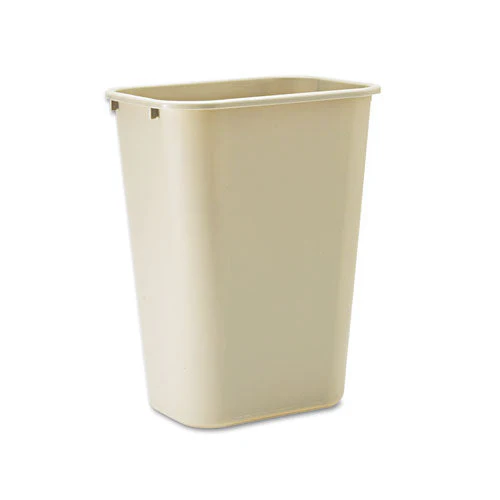 Deskside Plastic Wastebasket, 10.25 Gal, Plastic, Beige - Image 1