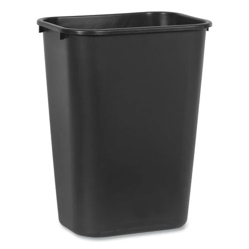 Deskside Plastic Wastebasket, 10.25 Gal, Plastic, Black - Image 1