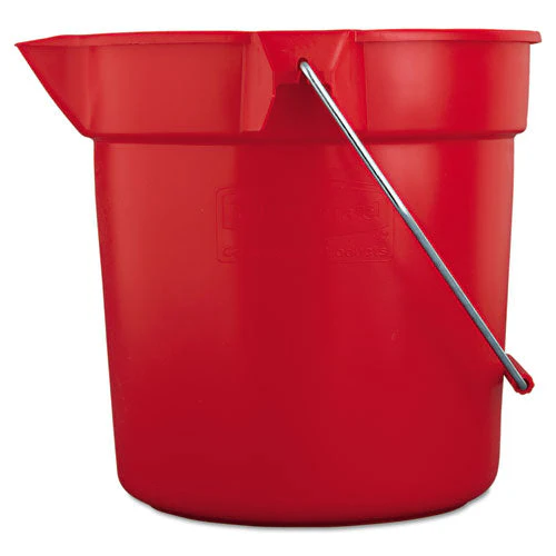 Brute Round Utility Pail, 10 Qt, Plastic, Red, 10.5" Dia - Image 1