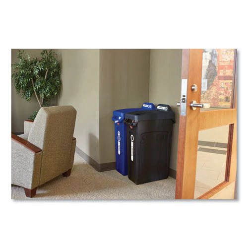 Slim Jim Plastic Recycling Container With Venting Channels, 23 Gal, Plastic, Blue - Image 2