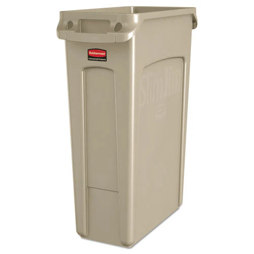 Slim Jim With Venting Channels, 23 Gal, Plastic, Beige - Image 1