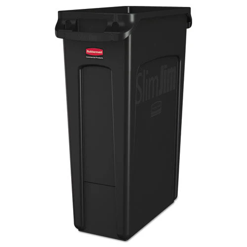 Slim Jim With Venting Channels, 23 Gal, Plastic, Black - Image 1
