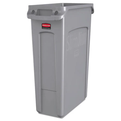Slim Jim With Venting Channels, 23 Gal, Plastic, Gray - Image 1