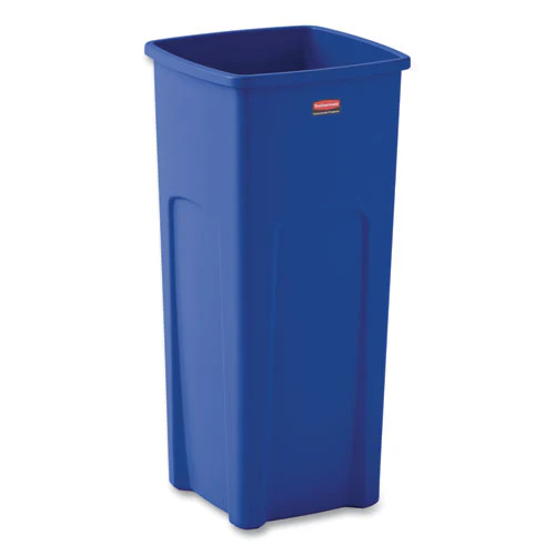 Untouchable Square Waste Receptacle, 23 Gal, Plastic, Blue - Image 3