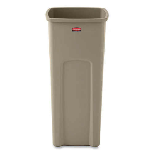 Untouchable Square Waste Receptacle, 23 Gal, Plastic, Beige - Image 2
