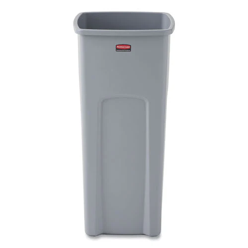 Untouchable Square Waste Receptacle, 23 Gal, Plastic, Gray - Image 1