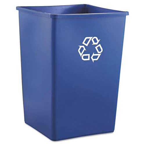 Square Recycling Container, 35 Gal, Plastic, Blue - Image 1