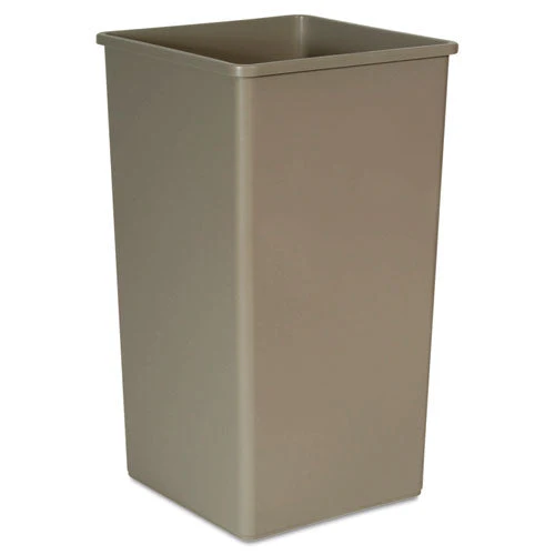 Untouchable Square Waste Receptacle, 50 Gal, Plastic, Beige - Image 1