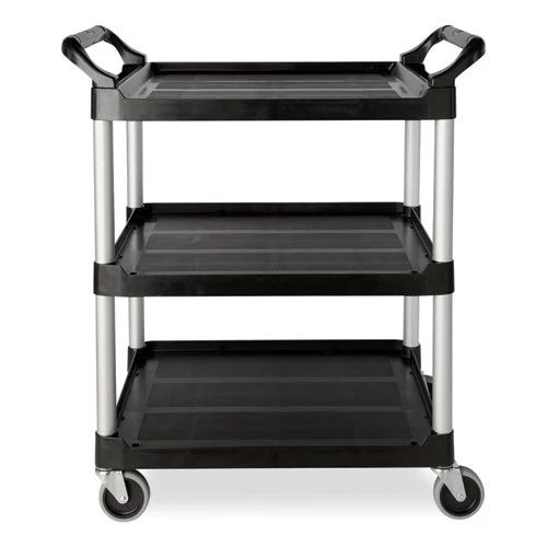 Xtra Utility Cart With Open Sides, Plastic, 3 Shelves, 300 Lb Capacity, 40.63" X 20" X 37.81", Black - Image 2