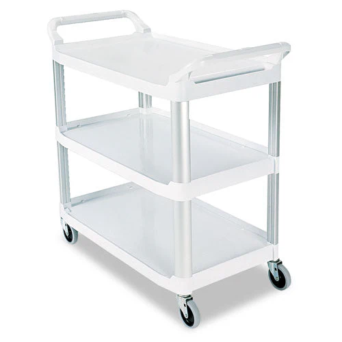 Xtra Utility Cart With Open Sides, Plastic, 3 Shelves, 300 Lb Capacity, 40.63" X 20" X 37.81", Off-white - Image 1