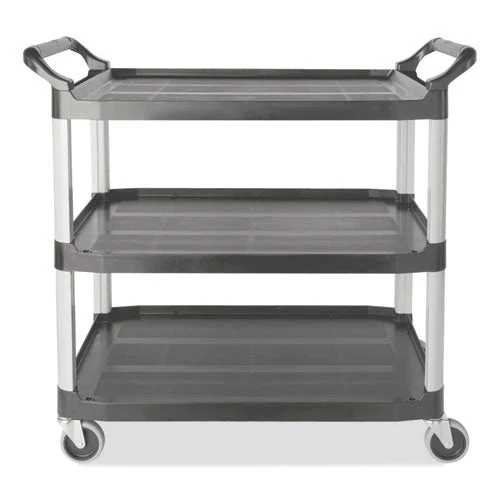 Xtra Utility Cart With Open Sides, Plastic, 3 Shelves, 300 Lb Capacity, 20″ X 40.63″ X 37.8″, Gray
