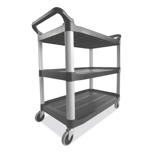 Xtra Utility Cart With Open Sides, Plastic, 3 Shelves, 300 Lb Capacity, 20" X 40.63" X 37.8", Gray - Image 2