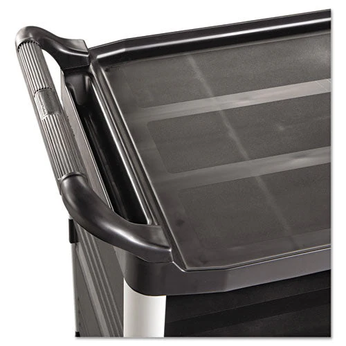 Xtra Utility Cart With Enclosed Sides And Back, Plastic, 3 Shelves, 300 Lb Capacity, 20" X 40.63" X 37.8", Black - Image 3