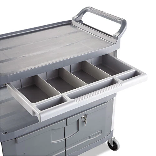 Xtra Instrument Cart With Locking Storage Area, Plastic, 3 Shelves, 300 Lb Capacity, 20" X 40.63" X 37.8", Gray - Image 3