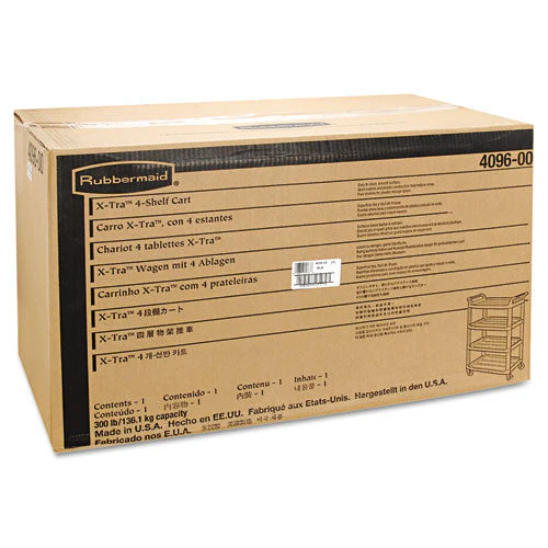 Xtra Utility Cart With Open Sides, Plastic, 4 Shelves, 400 Lb Capacity, 40.63" X 20" X 51", Black - Image 2