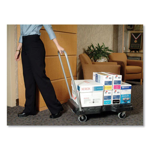 Triple Trolley Platform Truck With Angled-loop Handle, 500 Lb Capacity, 20.5 X 32.5 X 35, Black - Image 2