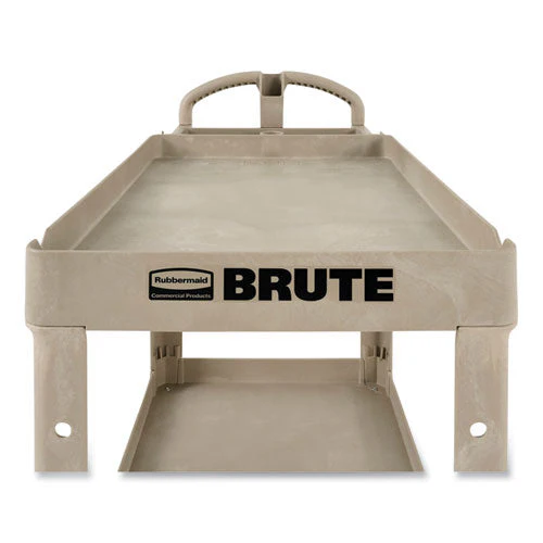 Heavy-duty Utility Cart With Lipped Shelves, Plastic, 2 Shelves, 500 Lb Capacity, 17.13" X 38.5" X 38.88", Beige - Image 1