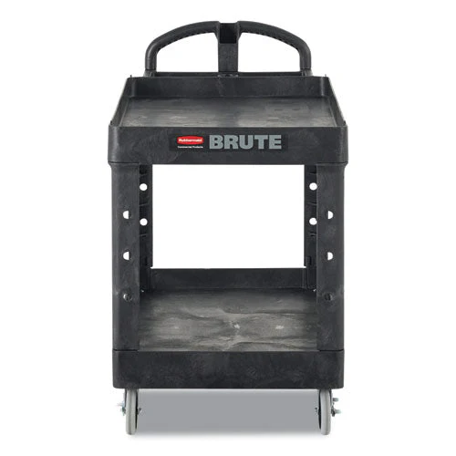 Heavy-duty Utility Cart With Lipped Shelves, Plastic, 2 Shelves, 500 Lb Capacity, 17.13" X 38.5" X 38.88", Black - Image 1