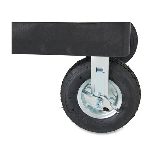 Heavy-duty Utility Cart With Lipped Shelves, Plastic, 2 Shelves, 500 Lb Capacity, 17.13" X 38.5" X 38.88", Black - Image 2