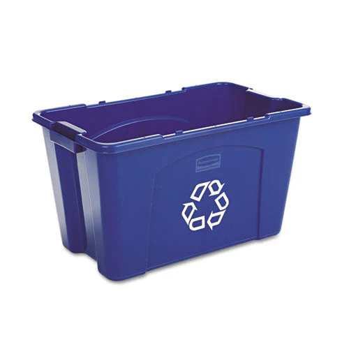Stacking Recycle Bin, 18 Gal, Polyethylene, Blue - Image 1
