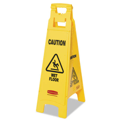 Caution Wet Floor Sign, 4-sided, 12 X 16 X 38, Yellow - Image 1