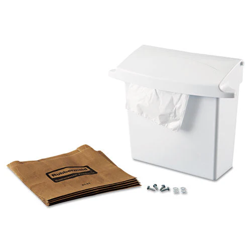 Sanitary Napkin Receptacle With Rigid Liner, Plastic, White - Image 2