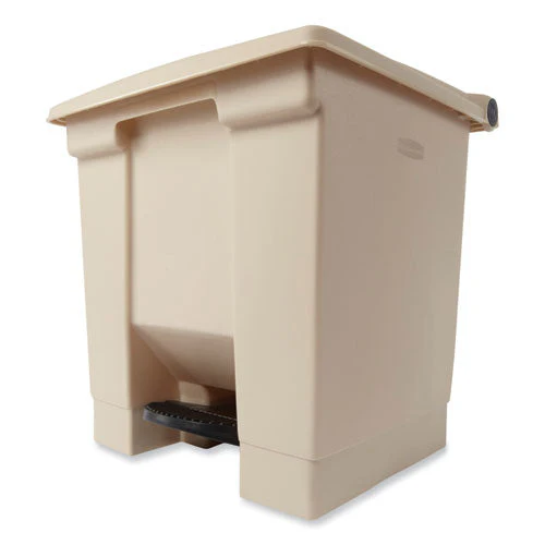 Indoor Utility Step-on Waste Container, 8 Gal, Plastic, Beige - Image 2