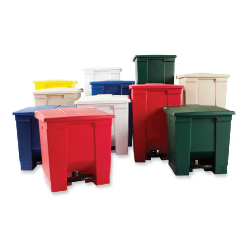 Indoor Utility Step-on Waste Container, 8 Gal, Plastic, Red - Image 3