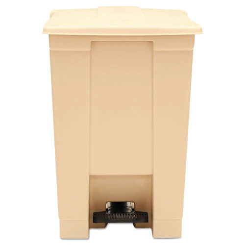 Indoor Utility Step-on Waste Container, 12 Gal, Plastic, Beige - Image 1