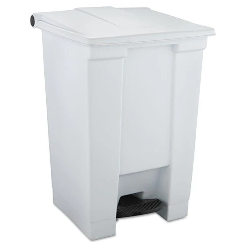 Indoor Utility Step-on Waste Container, 12 Gal, Plastic, White - Image 1