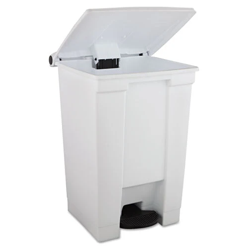 Indoor Utility Step-on Waste Container, 12 Gal, Plastic, White - Image 2