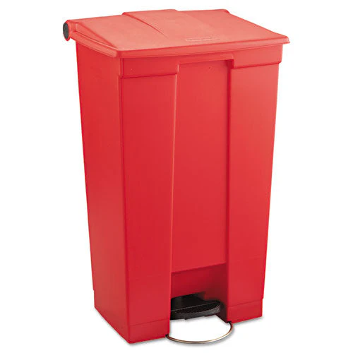 Indoor Utility Step-on Waste Container, 23 Gal, Plastic, Red - Image 1