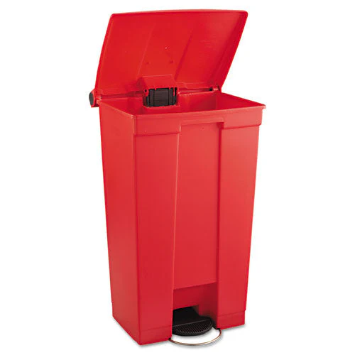 Indoor Utility Step-on Waste Container, 23 Gal, Plastic, Red - Image 2
