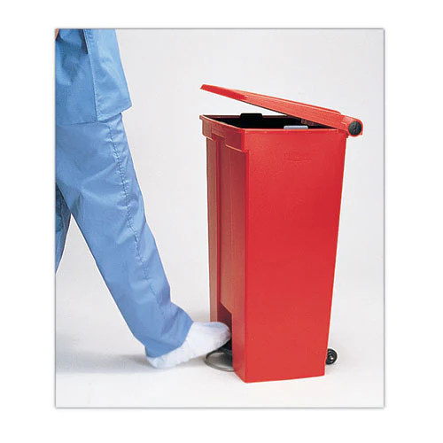Indoor Utility Step-on Waste Container, 23 Gal, Plastic, Red - Image 3