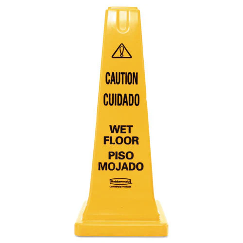 Multilingual Wet Floor Safety Cone, 10.55 X 10.5 X 25.63, Yellow - Image 1