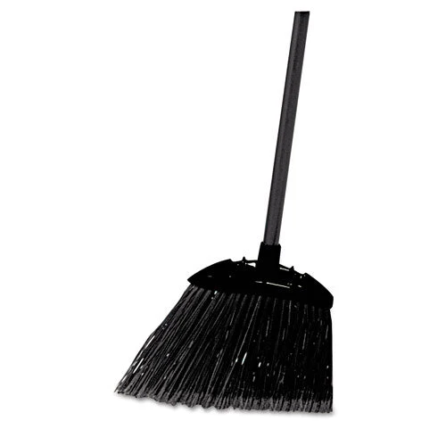 Angled Lobby Broom, Poly Bristles, 35" Handle, Black - Image 1