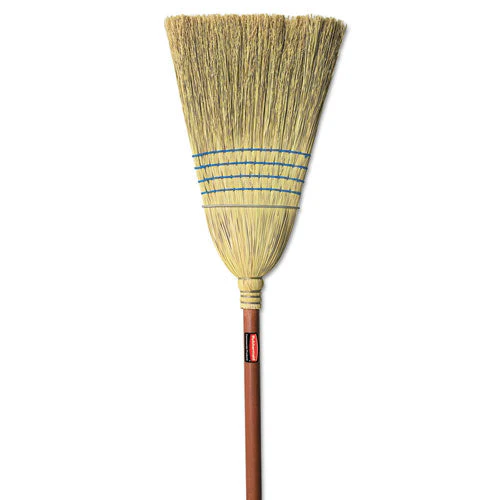 Corn-fill Broom, Corn Fiber Bristles, 38" Overall Length, Blue - Image 1
