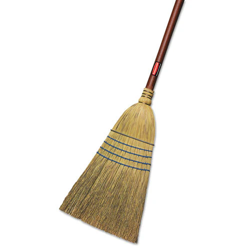 Corn-fill Broom, Corn Fiber Bristles, 38" Overall Length, Blue - Image 2
