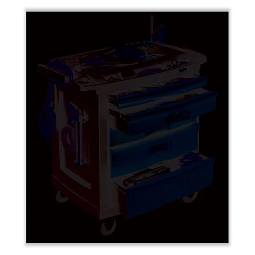 Five-drawer Mobile Workcenter, 32.63w X 19.9d X 33.5h, Black Plastic Top - Image 3