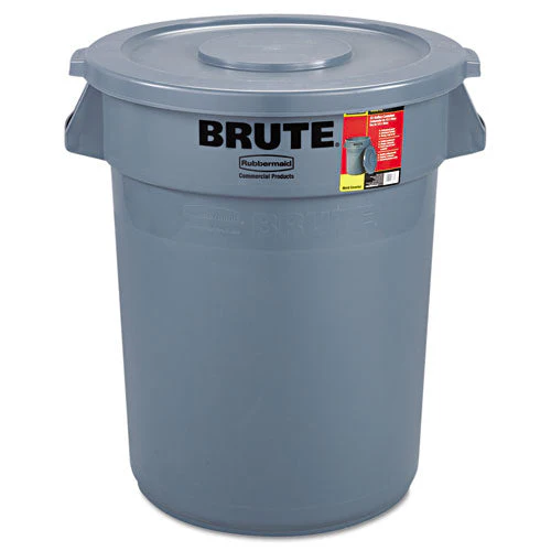 Brute Container With Lid, 32 Gal, Plastic, Gray - Image 1