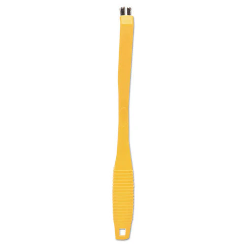 Synthetic-fill Tile And Grout Brush, Black Plastic Bristles, 2.5" Brush, 8.5" Yellow Plastic Handle - Image 3