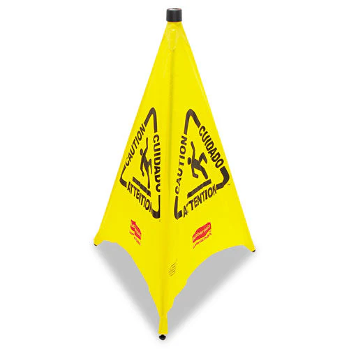 Multilingual Pop-up Wet Floor Safety Cone, 21 X 21 X 30, Yellow - Image 1