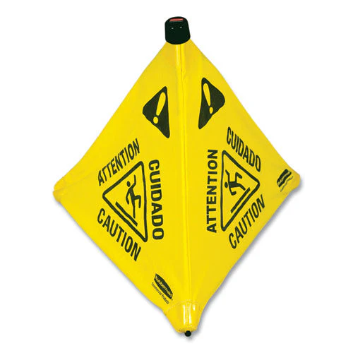 Multilingual Pop-up Wet Floor Safety Cone, 21 X 21 X 30, Yellow - Image 3