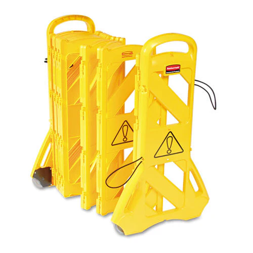 Portable Mobile Safety Barrier, Plastic, 13 Ft X 40", Yellow - Image 1
