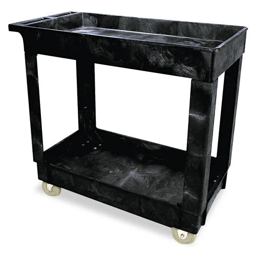 Service/utility Carts, Plastic, 2 Shelves, 500 Lb Capacity, 34.13" X 17.38" X 32.38", Black - Image 1