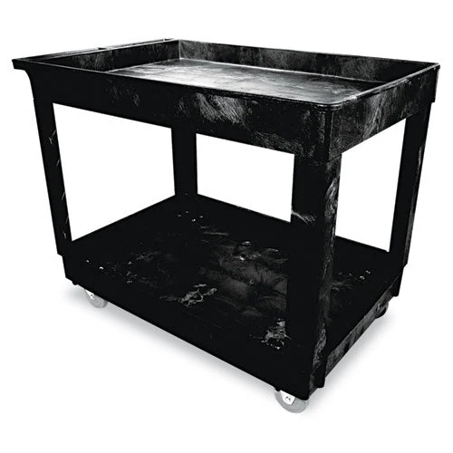 Service/utility Carts, Plastic, 2 Shelves, 500 Lb Capacity, 24" X 40" X 31.25", Black - Image 1